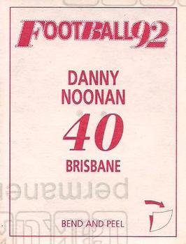 1992 Select AFL Stickers #40 Danny Noonan Back